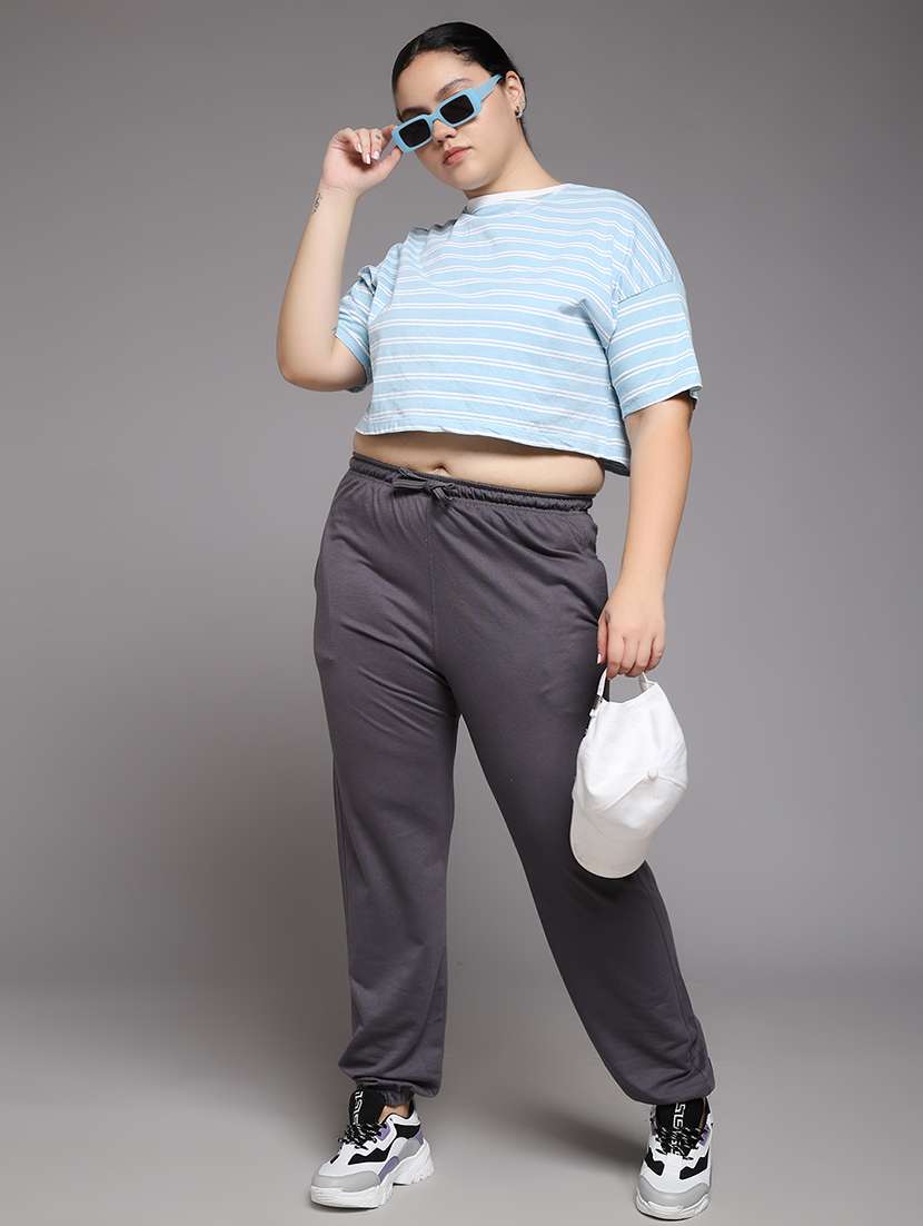 women plus size solid mid rise jogger - 22219455 -  Standard Image - 3