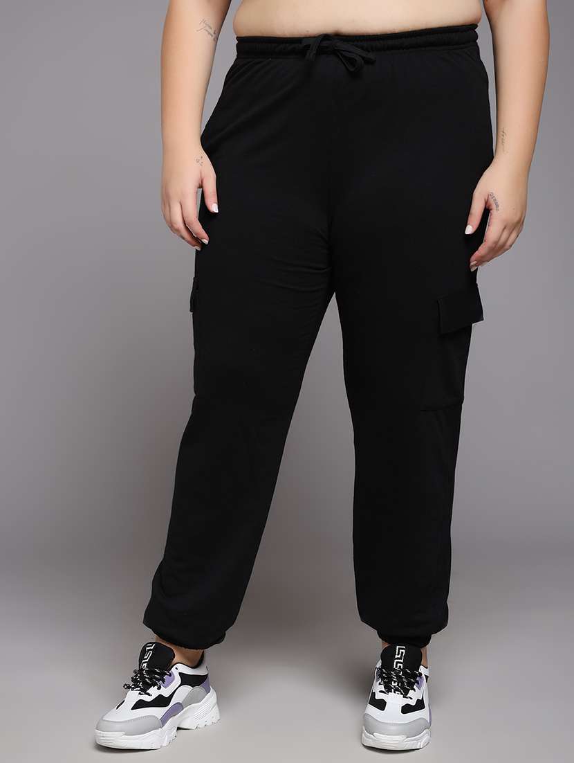 women plus size solid mid rise jogger