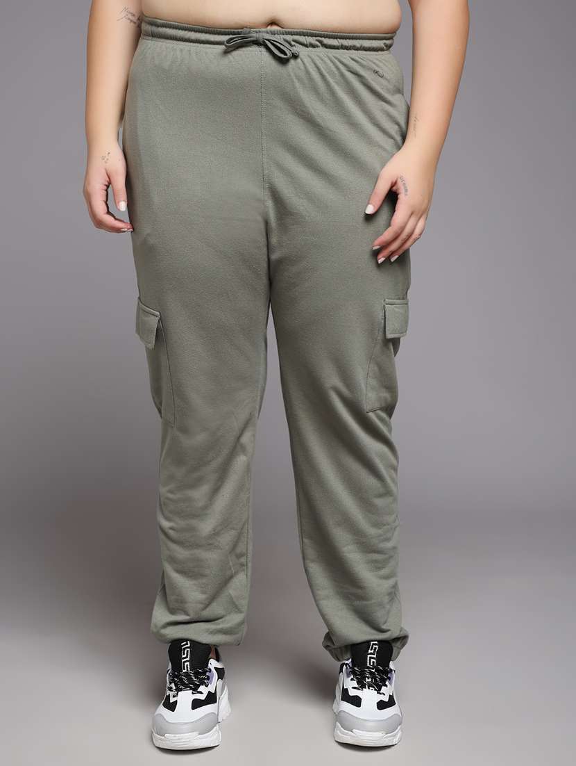 women plus size solid mid rise jogger