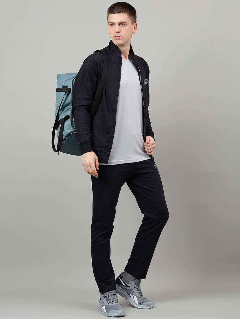 men placement print long sleeve full length track suit