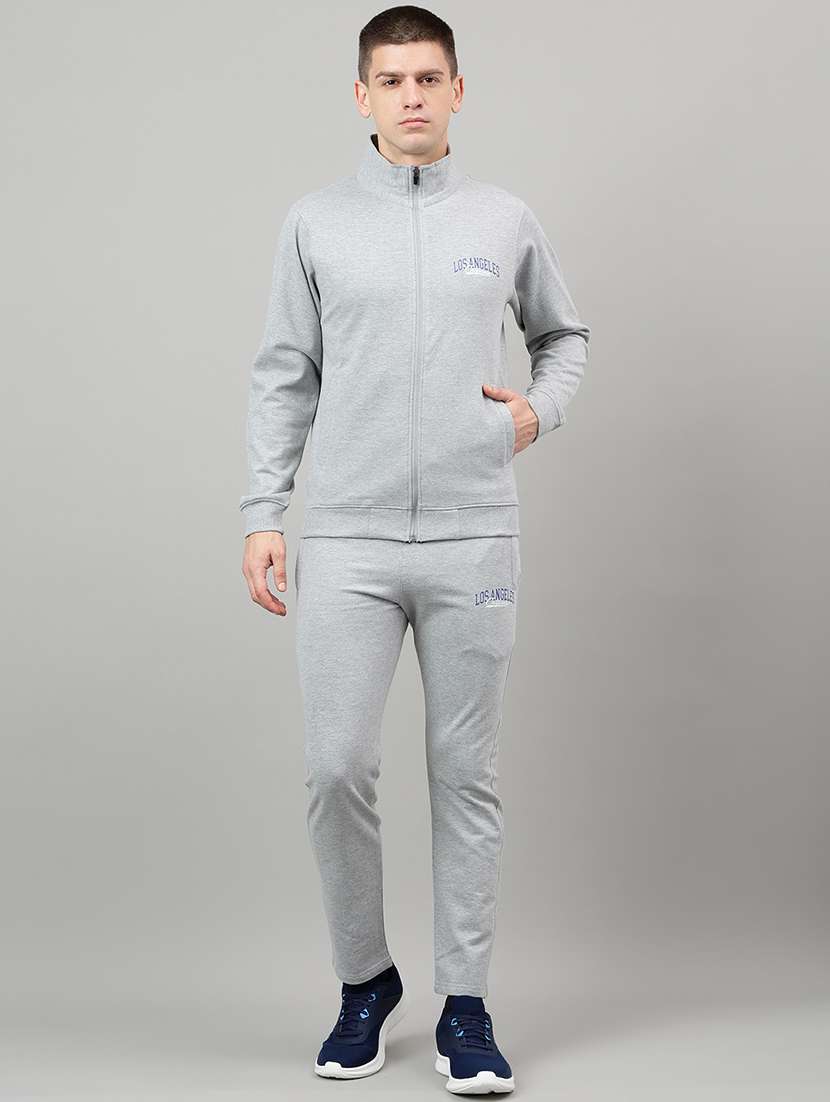 men placement print long sleeve full length track suit