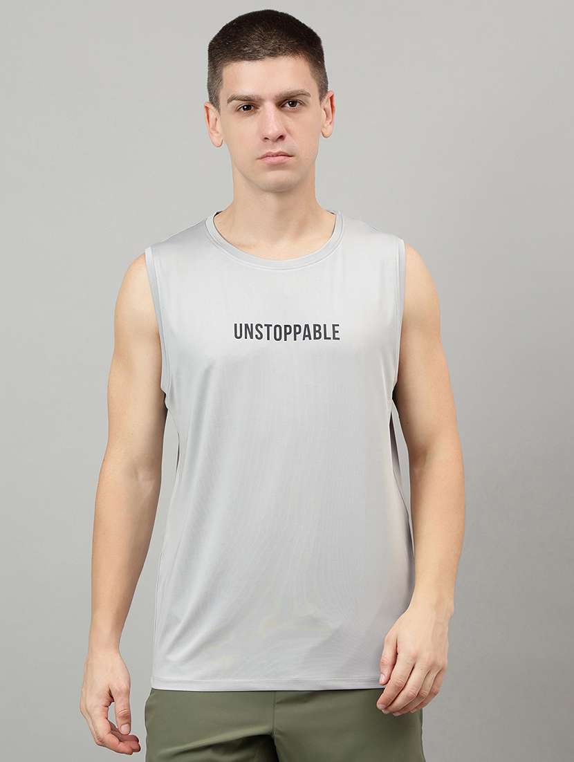 men typographic sleeveless vest