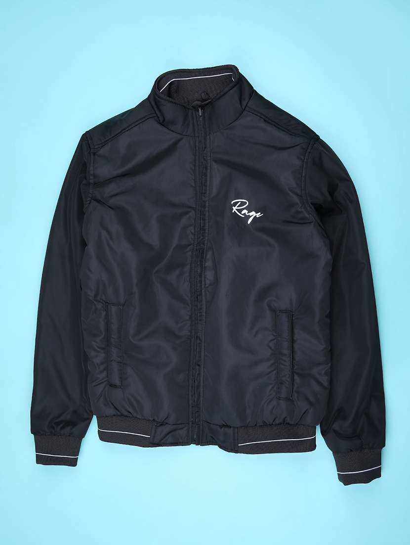 men solid long sleeve stand collar bomber jacket