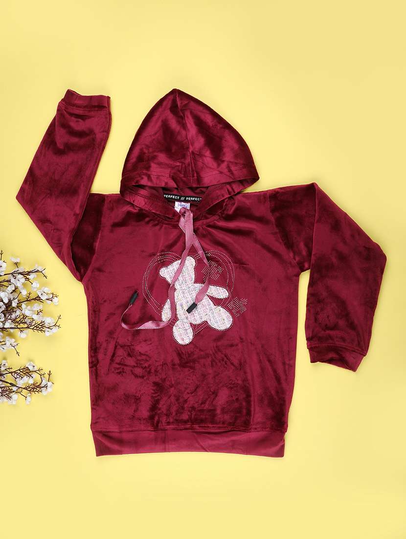 girls printed long sleeve hooded sweatshirt