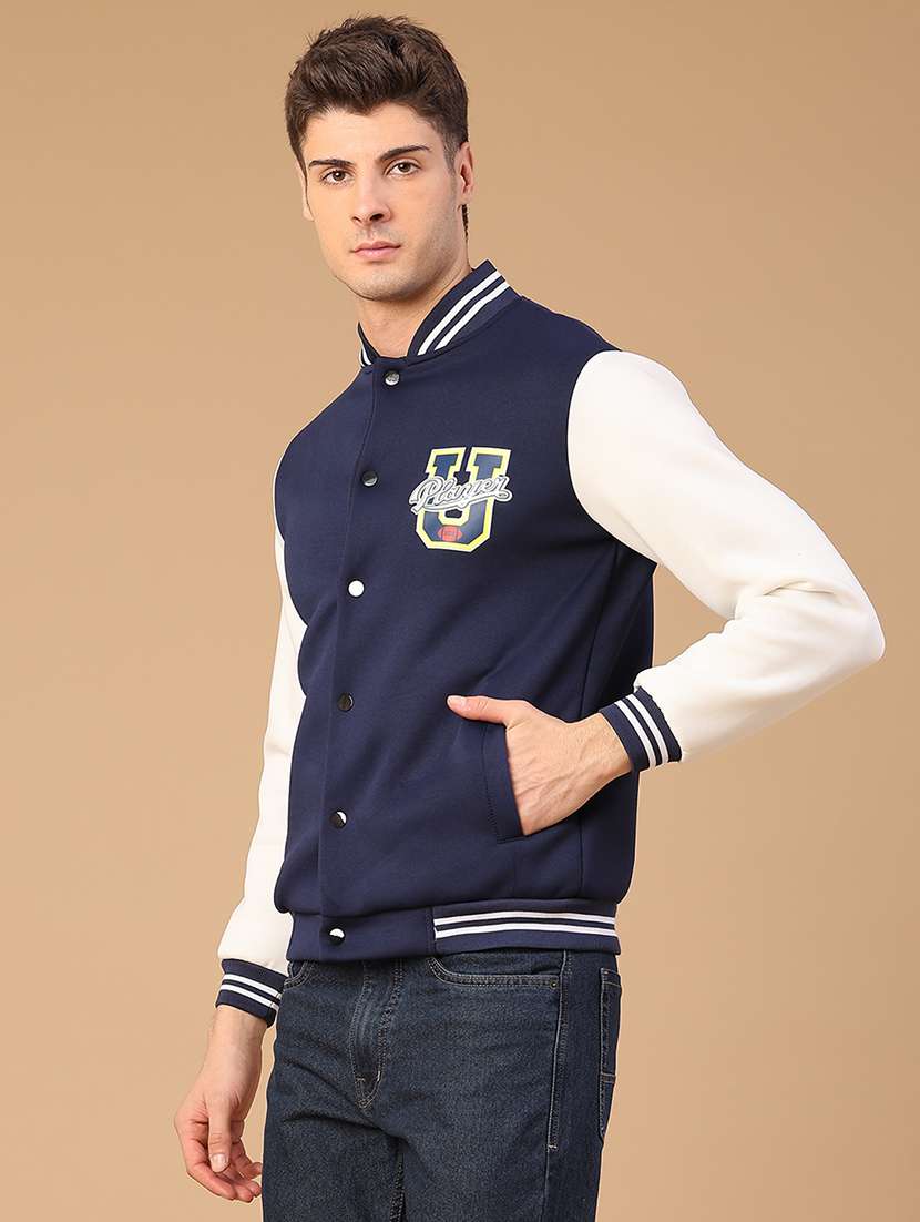 men color blocked long sleeve varsity jacket - 22219585 -  Standard Image - 3