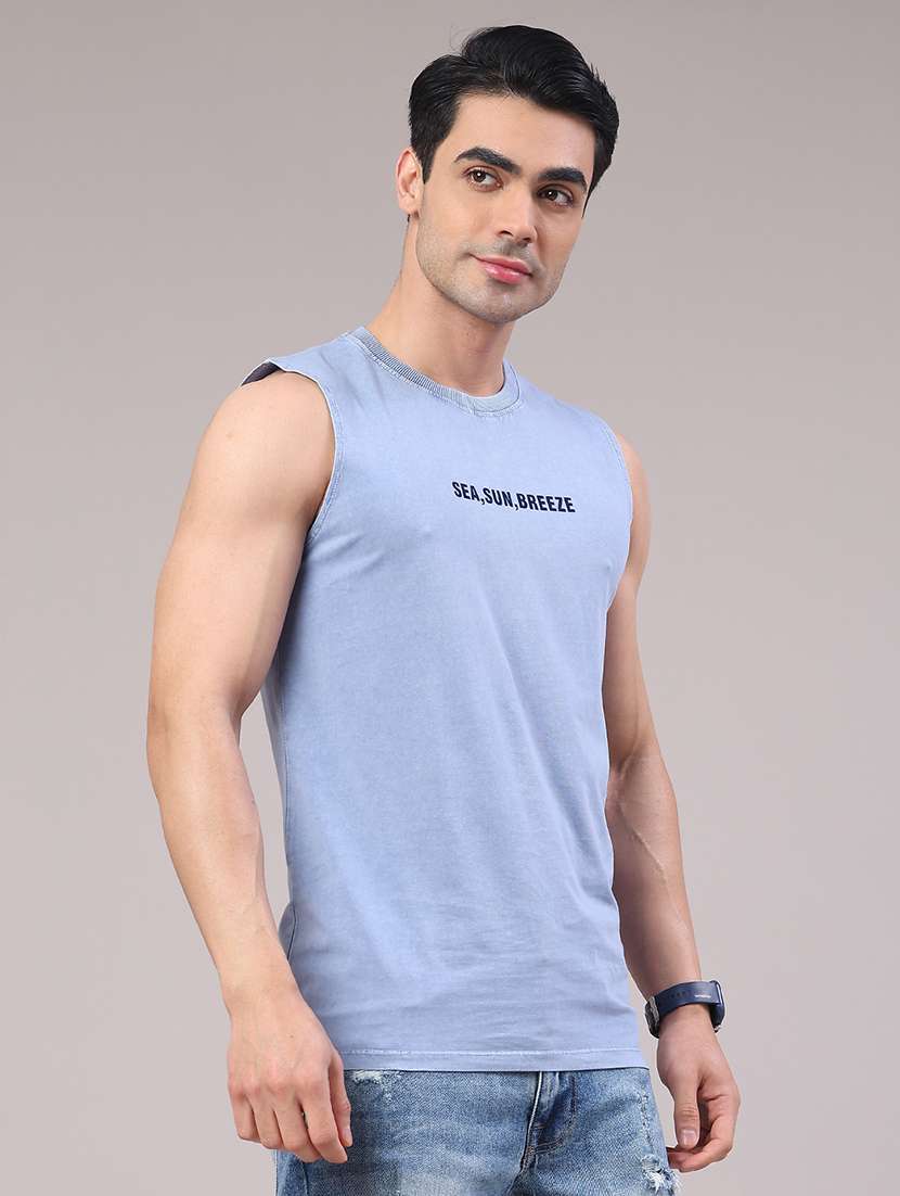 men typographic sleeveless slim fit t-shirt - 22219597 -  Standard Image - 3