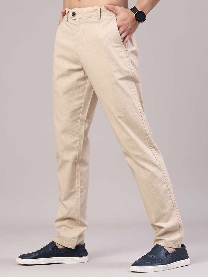 men solid mid rise chinos casual trouser - 22219635 -  Standard Image - 3