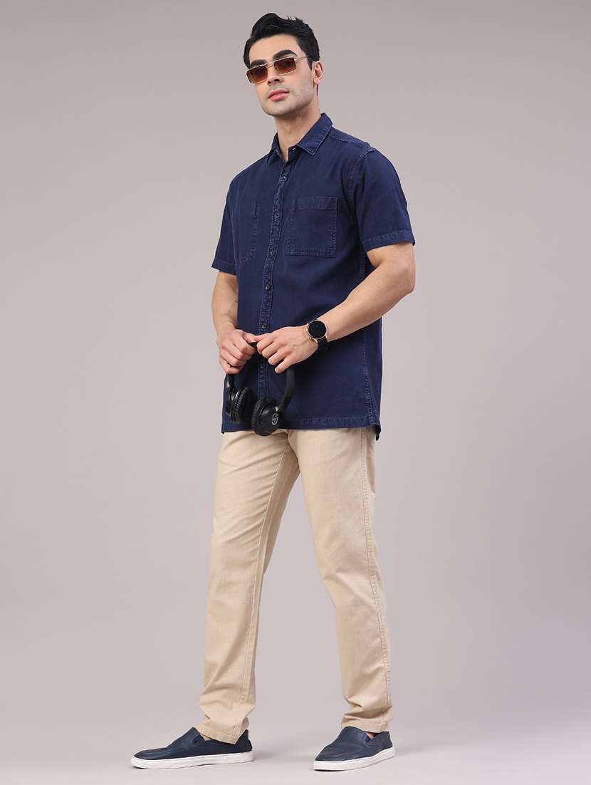 men solid mid rise chinos casual trouser - 22219635 -  Standard Image - 5