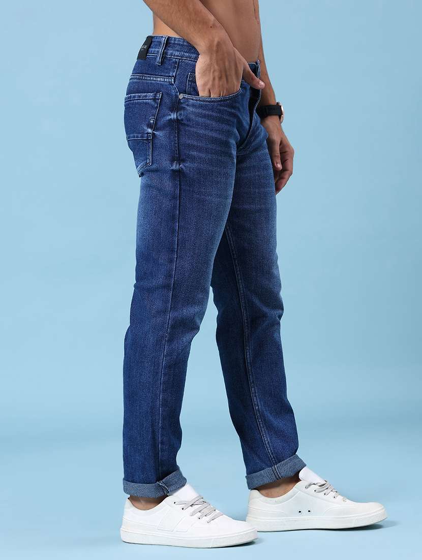 men washed mid rise full length slim fit jeans - 22219677 -  Standard Image - 3