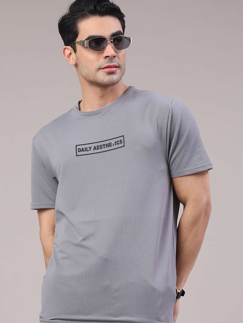 men self design short sleeve regular fit t-shirt