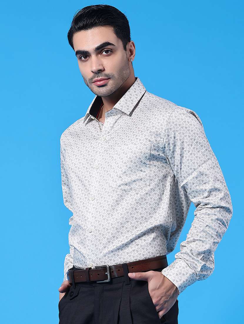 men printed long sleeve slim fit formal shirt - 22219687 -  Standard Image - 3