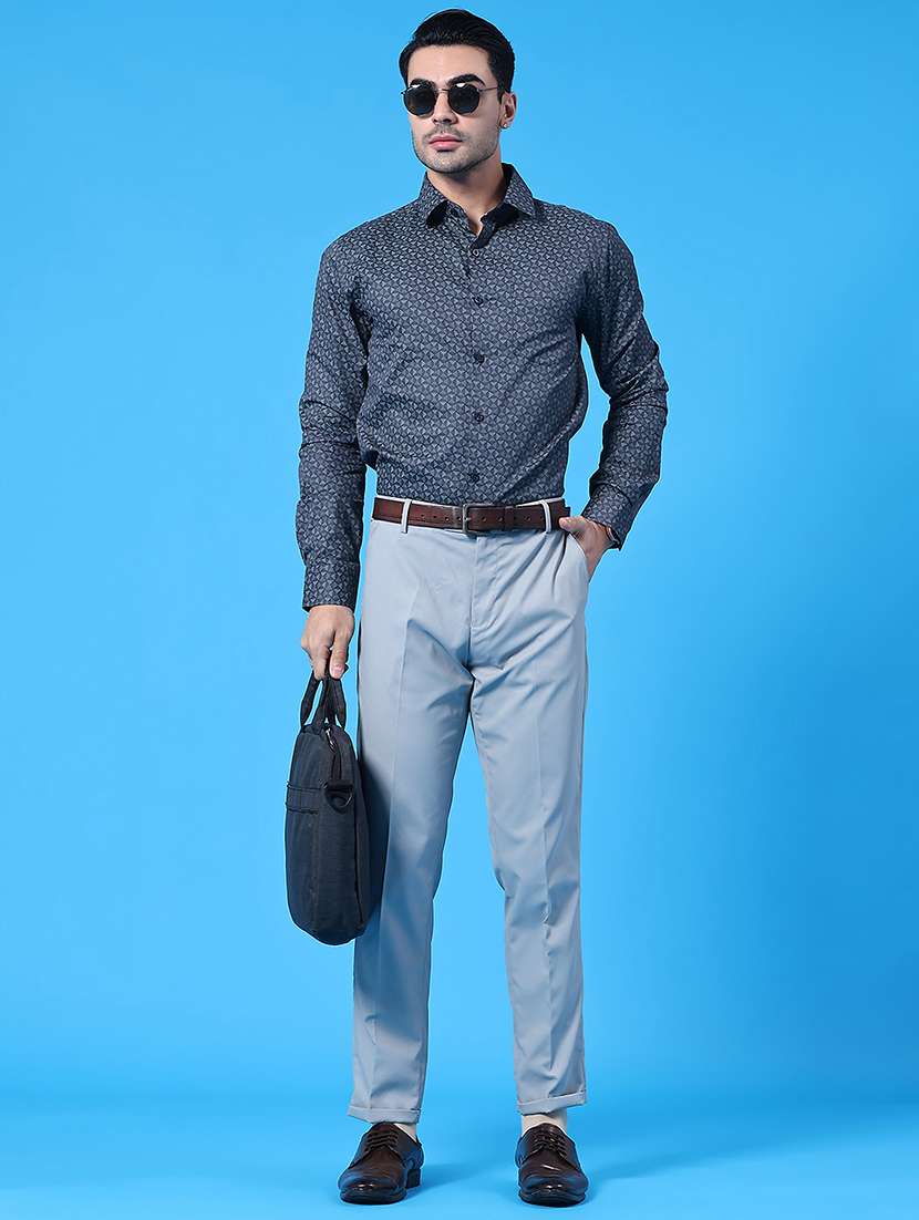 men geometric printed long sleeve slim fit formal shirt - 22219733 -  Standard Image - 5