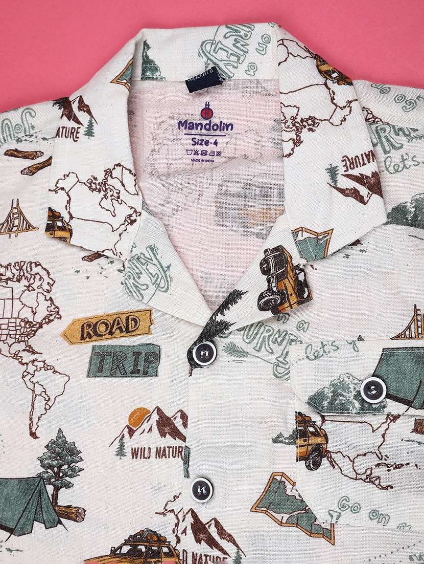 boys printed shirt & shorts co-ords set - 22219765 -  Standard Image - 3
