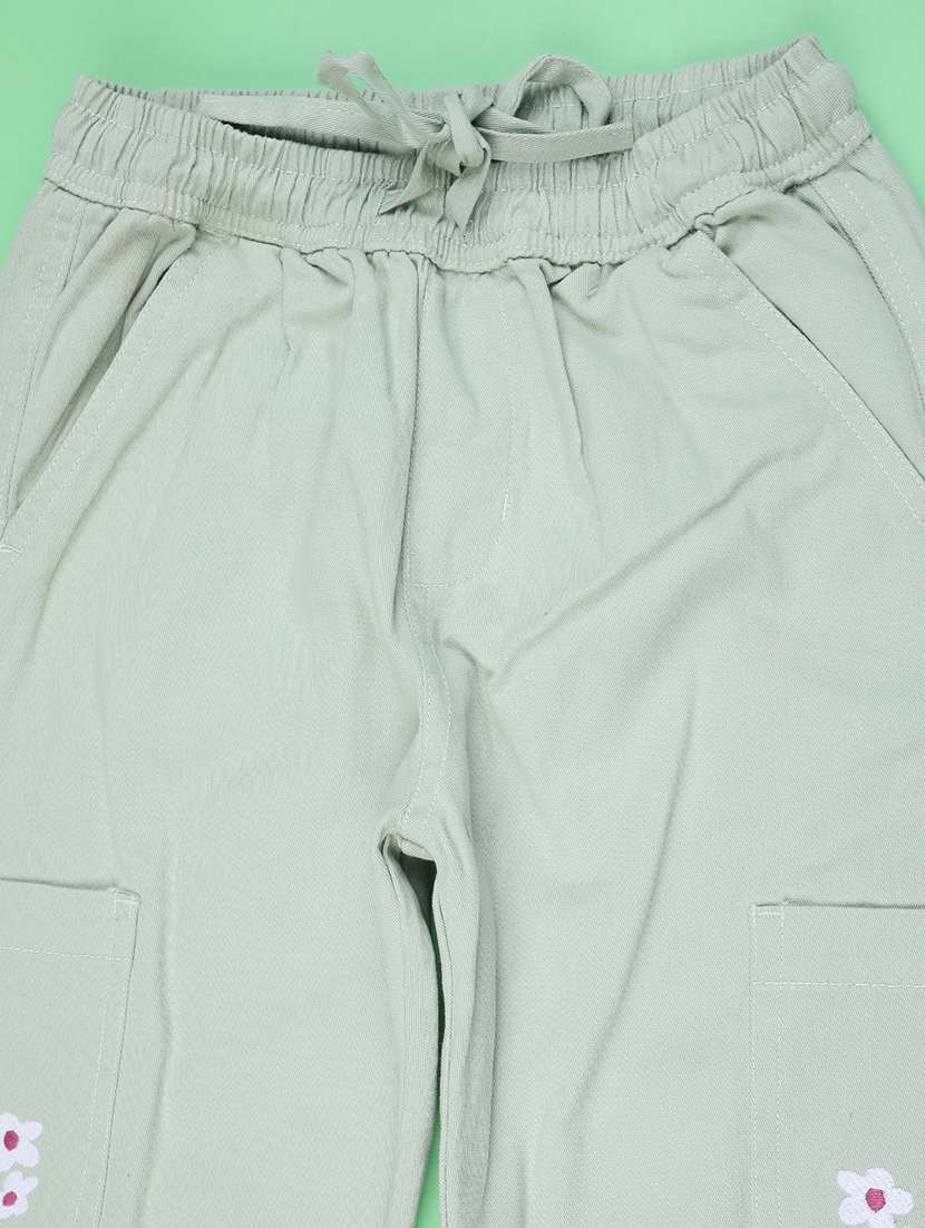 girls plain mid rise regular fit jogger - 22219782 -  Standard Image - 3