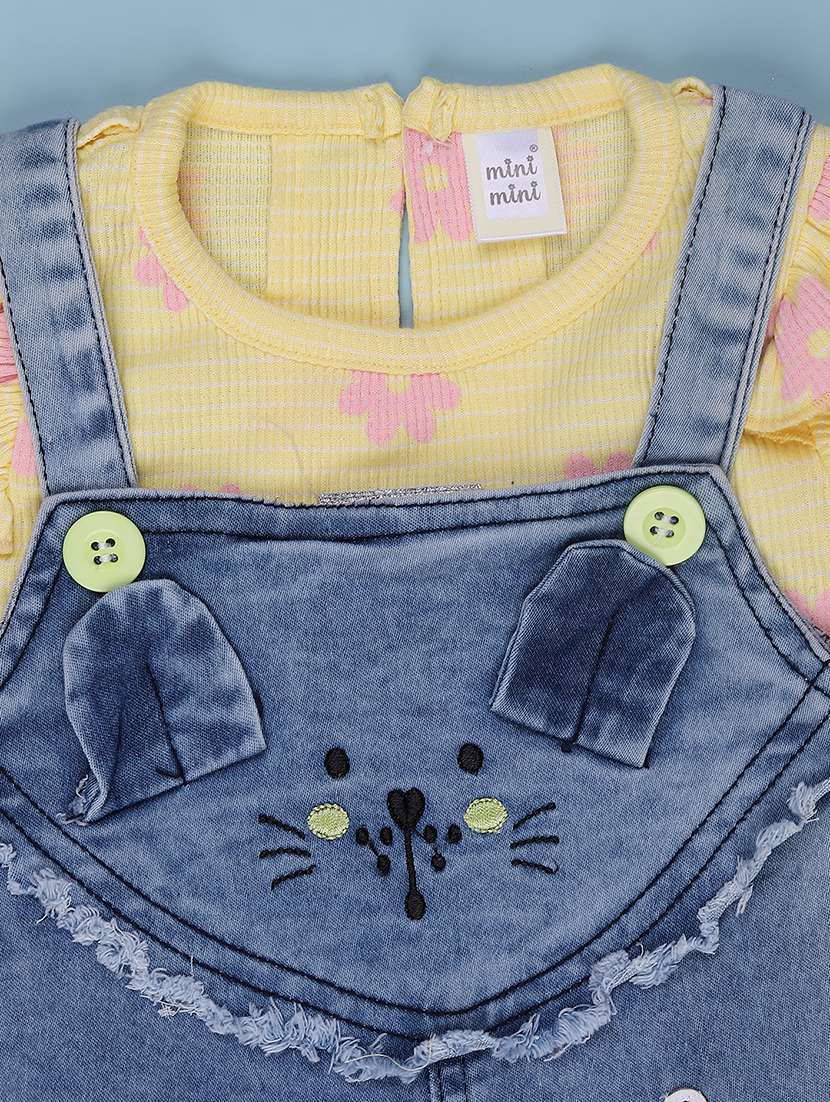 girls floral print round neck dungaree - 22219786 -  Standard Image - 3