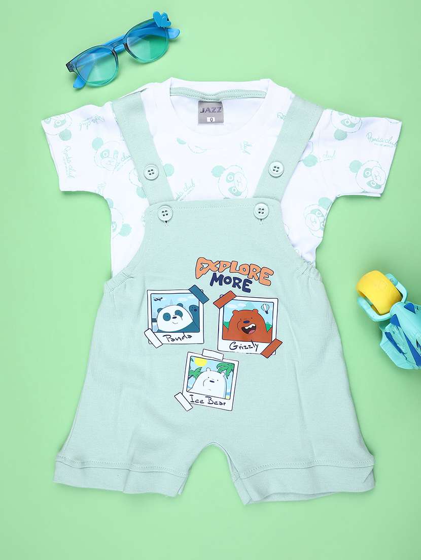 kids printed t-shirt with dungree set