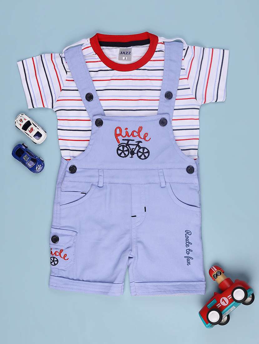 kids printed short sleeve t-shirt & dungaree set