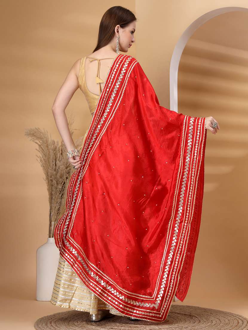 women solid with work gota work dupatta - 22219874 -  Standard Image - 3