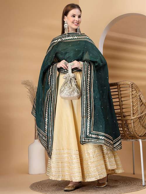 women solid with work gota work dupatta - 22219876 -  Standard Image - 0