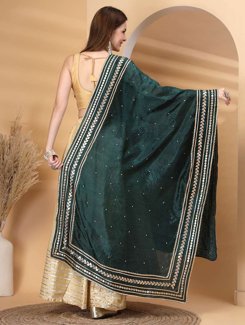 women solid with work gota work dupatta - 22219876 -  Standard Image - 3