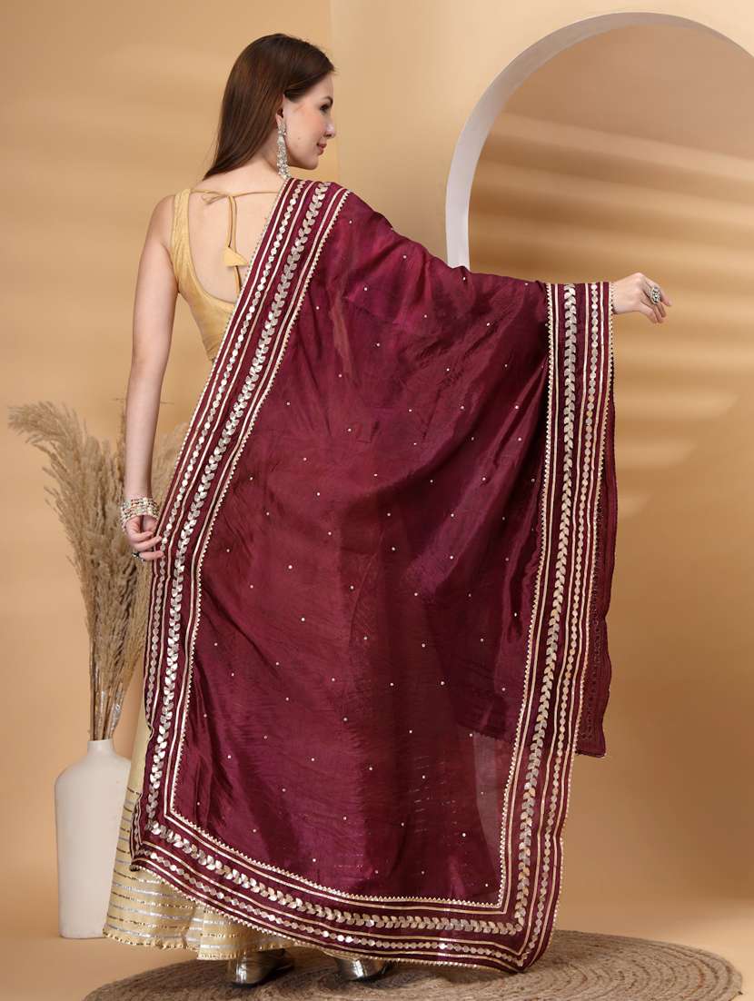 women solid with work gota work dupatta - 22219877 -  Standard Image - 3