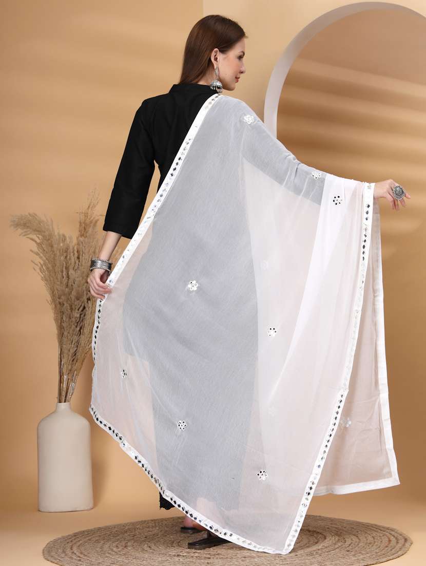 women solid with work mirror work dupatta - 22219880 -  Standard Image - 3