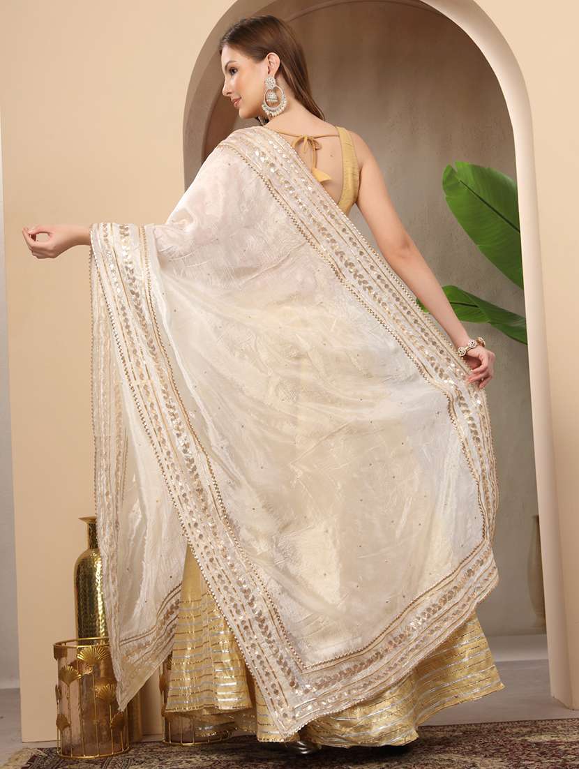 women solid with work gota work dupatta - 22219884 -  Standard Image - 3