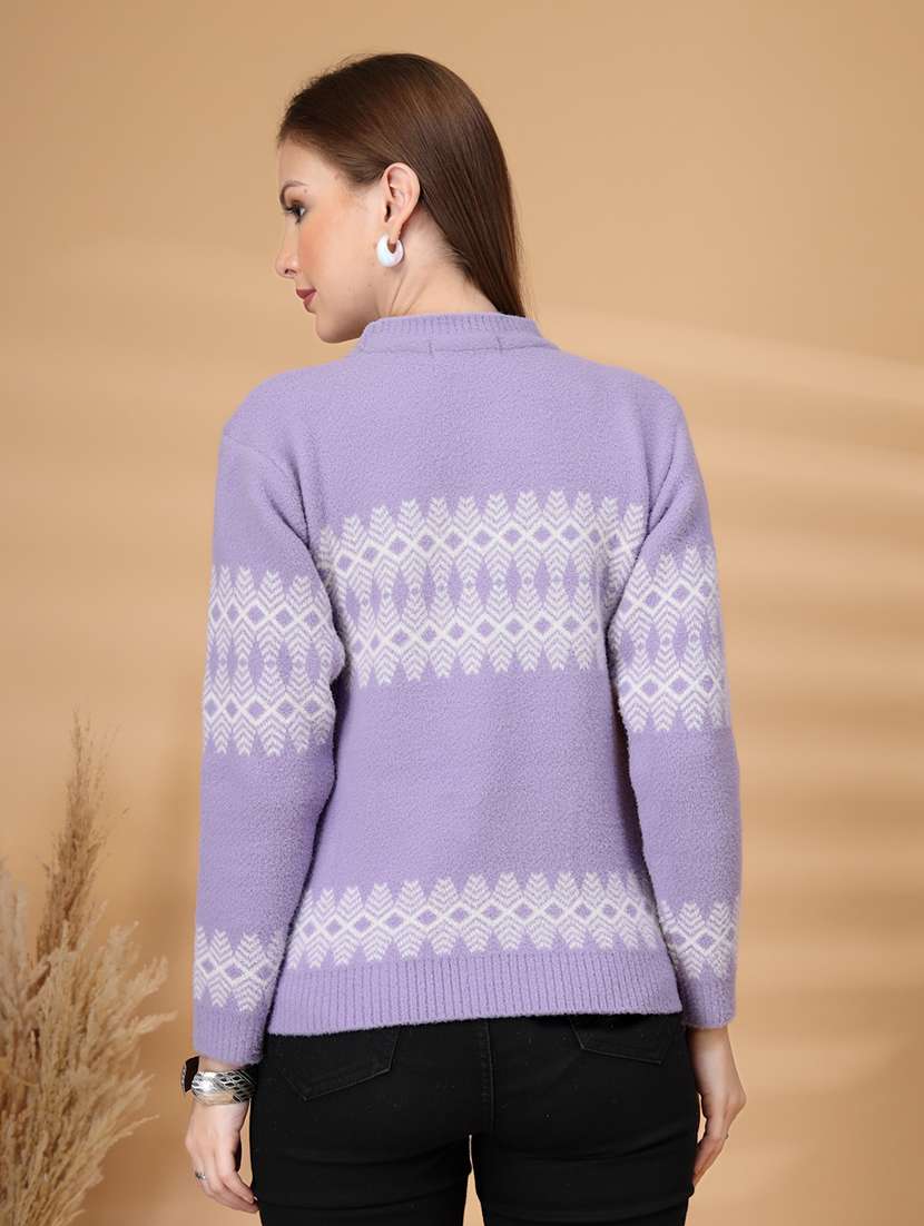 women self design long sleeve pullover - 22219895 -  Standard Image - 3