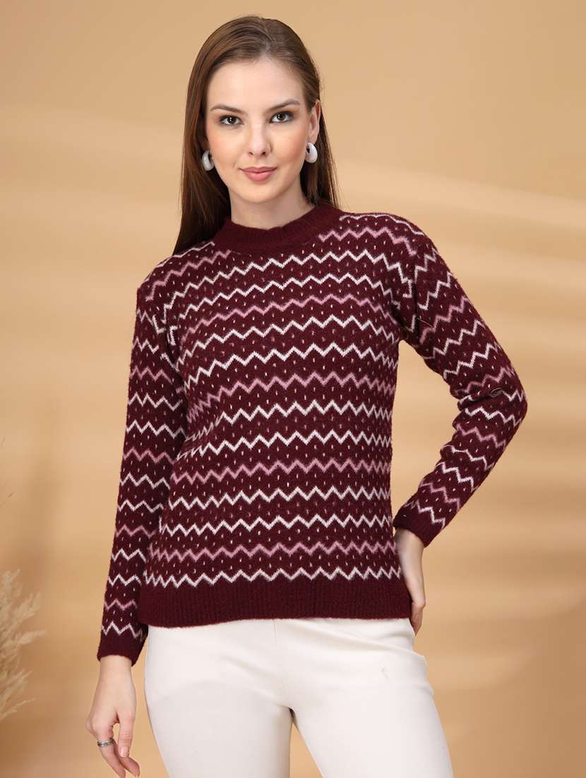 women chevron long sleeve pullover