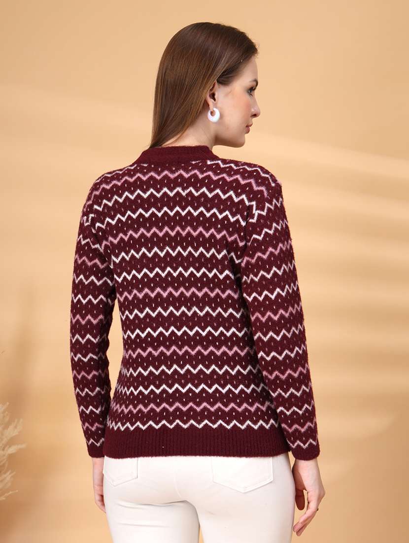 women chevron long sleeve pullover - 22219899 -  Standard Image - 3