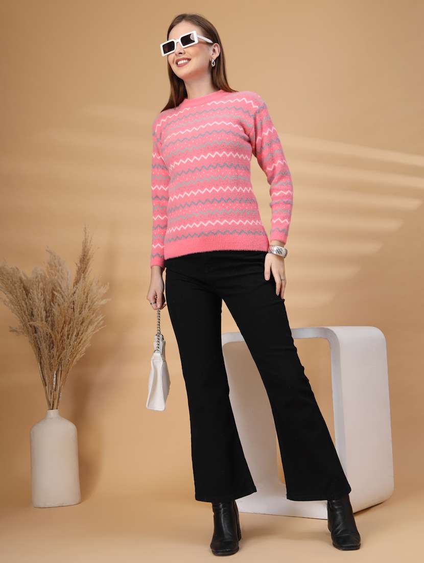 women chevron long sleeve pullover - 22219900 -  Standard Image - 5