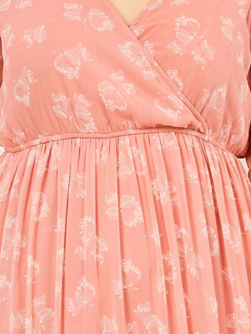 women printed bell sleeve tiered dress - 22219906 -  Standard Image - 3