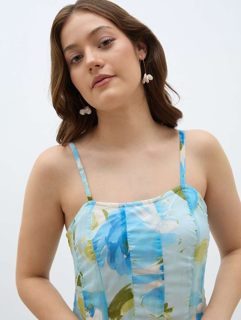 women printed shoulder strap fit & flare dress - 22219908 -  Standard Image - 5