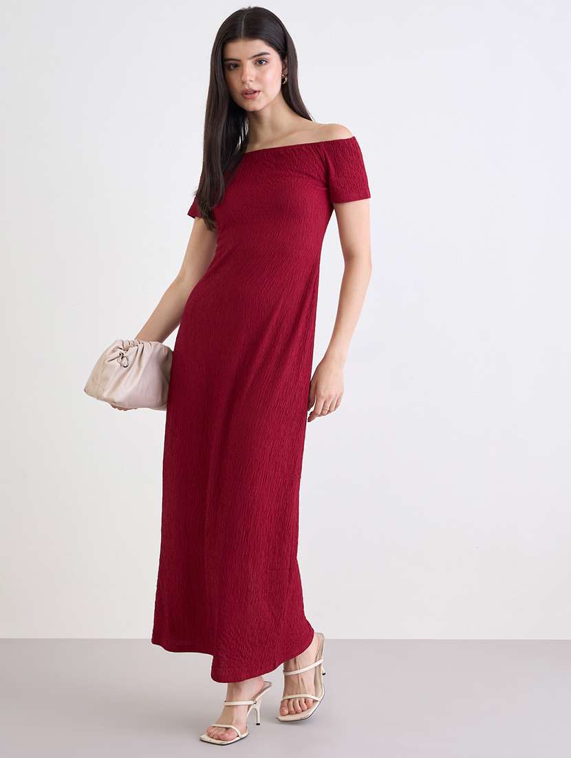 women solid off shoulder sheath dress