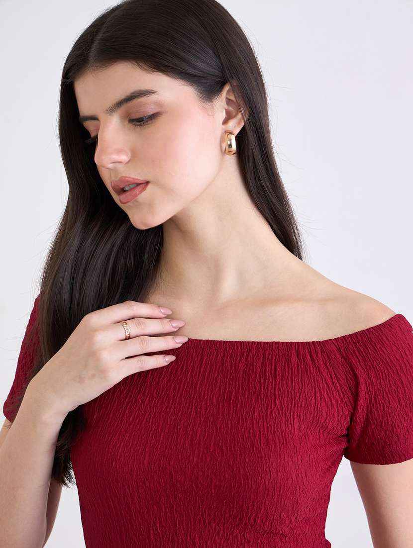 women solid off shoulder sheath dress - 22219917 -  Standard Image - 3