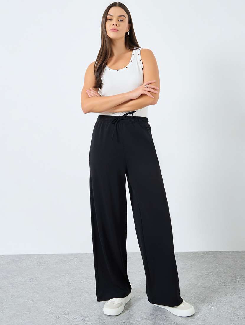 women solid high rise relaxed fit track pant - 22219919 -  Standard Image - 3