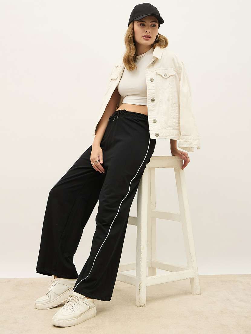 women solid high rise relaxed fit track pant - 22219921 -  Standard Image - 3