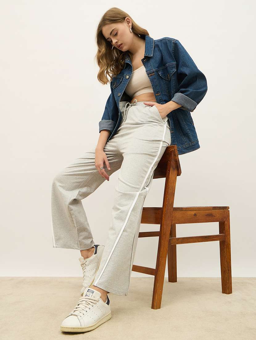 women solid high rise relaxed fit track pant - 22219922 -  Standard Image - 3