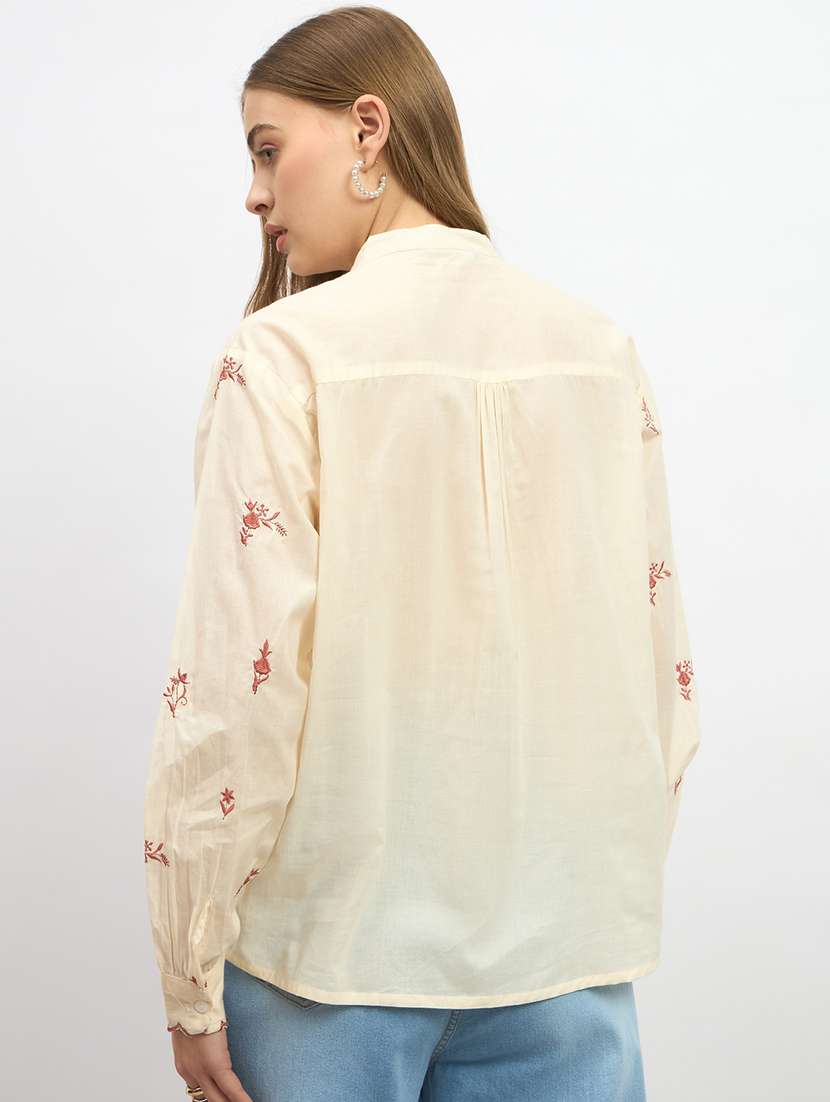 women embroidered long sleeve shirt top - 22219944 -  Standard Image - 3