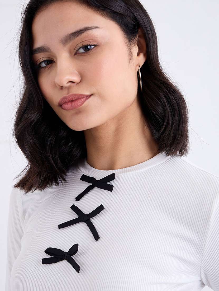 women solid long sleeve straight top - 22219949 -  Standard Image - 5