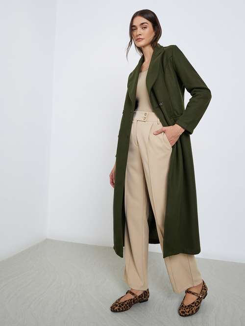 women solid long sleeve trench coat - 22219961 -  Standard Image - 0