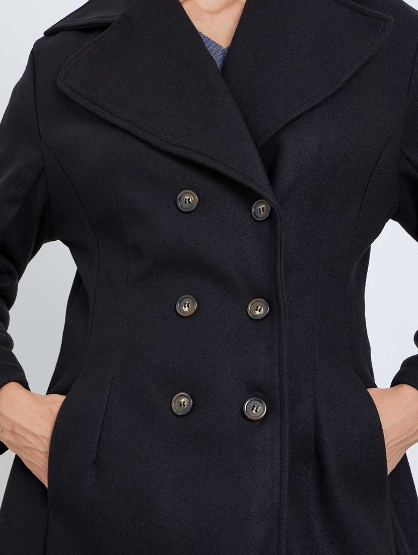 women solid long sleeve trench coat - 22219962 -  Standard Image - 3