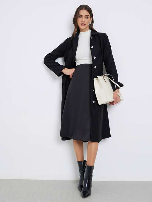 women solid long sleeve trench coat - 22219964 -  Standard Image - 0