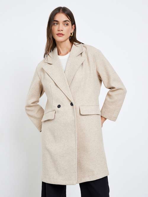 women solid long sleeve trench coat - 22219965 -  Standard Image - 0