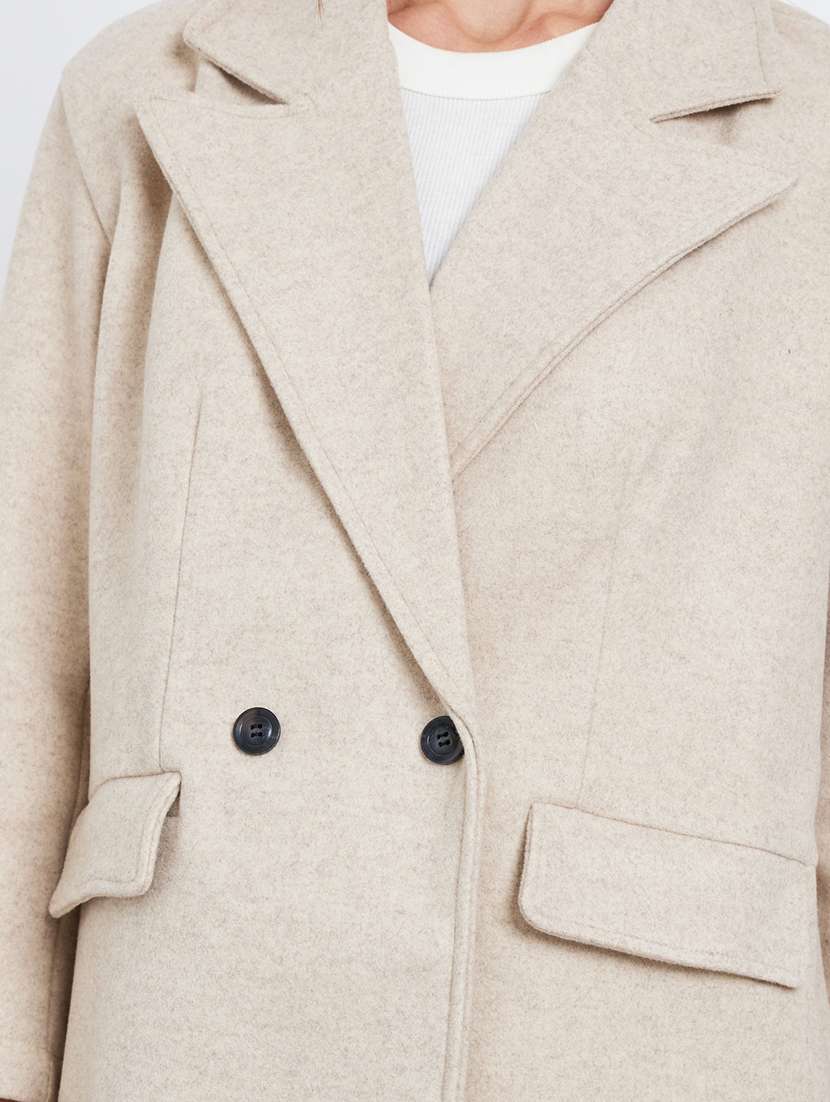 women solid long sleeve trench coat - 22219965 -  Standard Image - 3