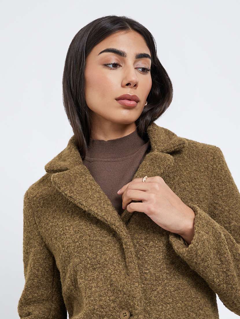 women solid long sleeve trench coat - 22219967 -  Standard Image - 3