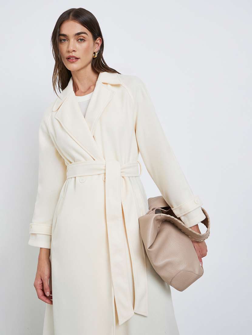 women solid long sleeve trench coat - 22219969 -  Standard Image - 3