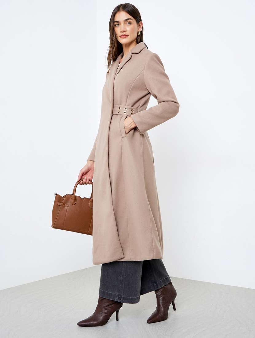 women solid long sleeve trench coat - 22219971 -  Zoom Image - 0