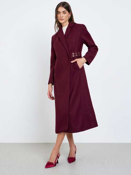 women solid long sleeve trench coat - 22219972 -  Standard Image - 0