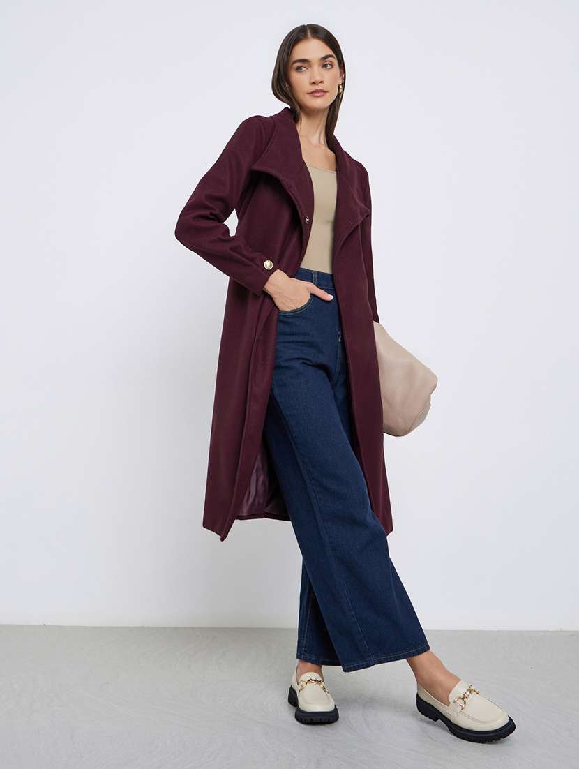 women solid long sleeve trench coat - 22219976 -  Zoom Image - 0